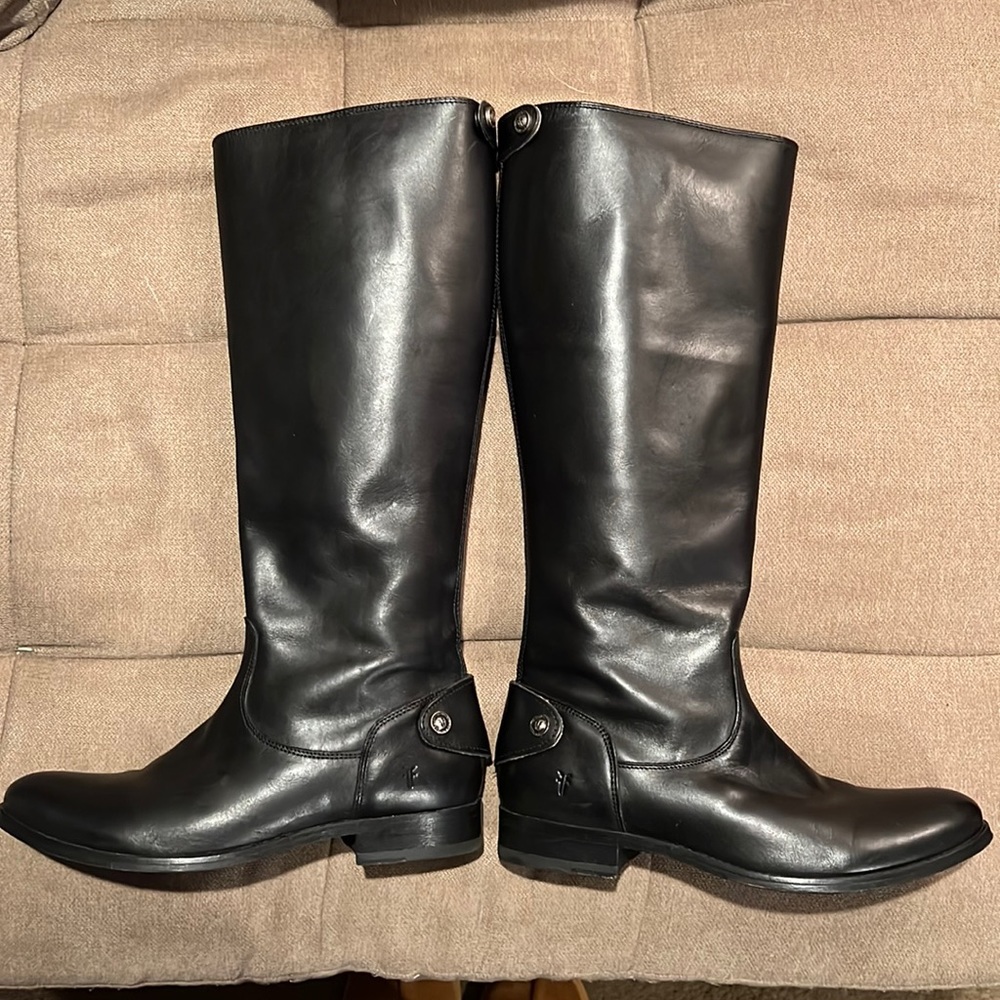 Frye Women's Melissa Button Back Zip Brown Leather Tall Western High Boots 7.5